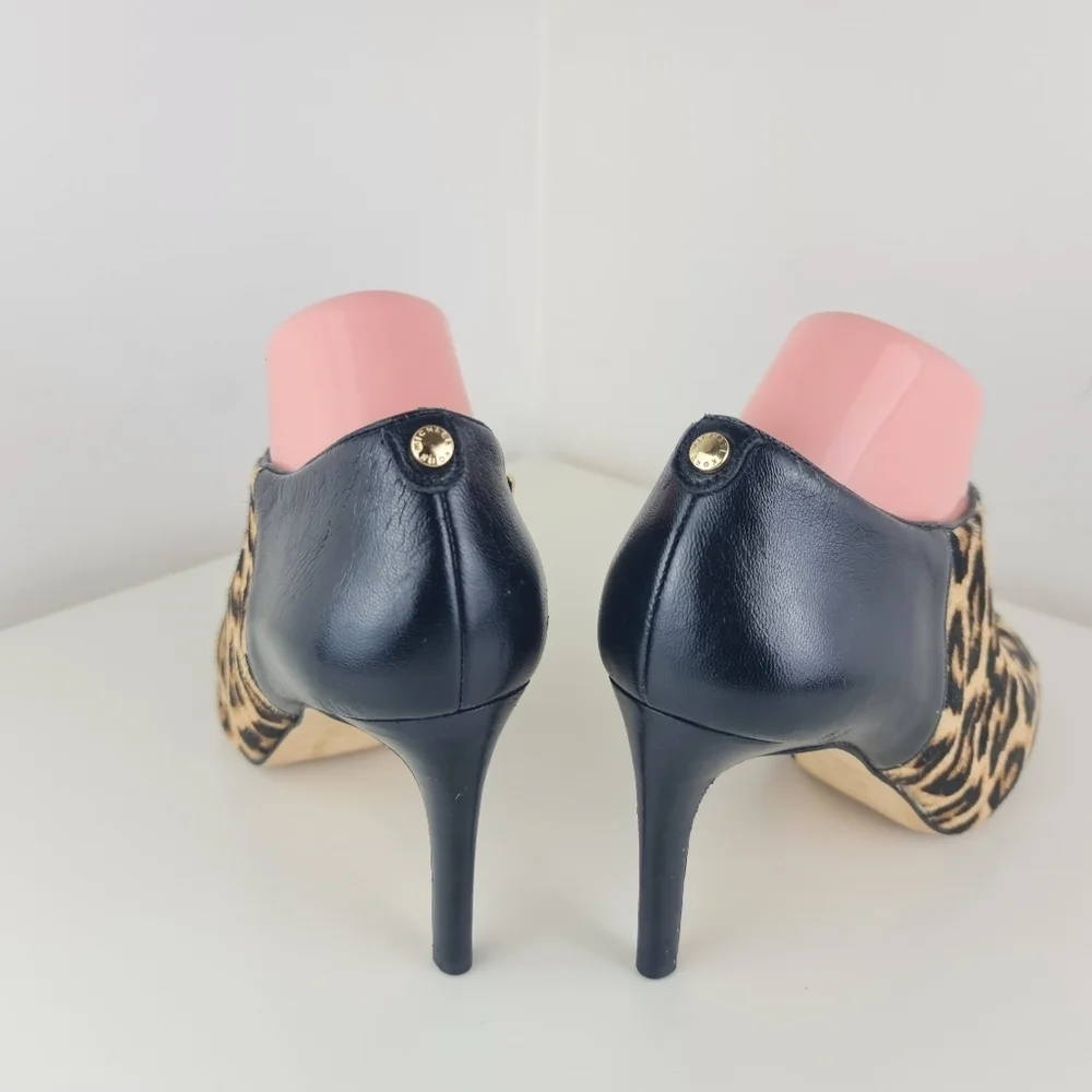 Michael Kors Leopard Print Haircalf Ankle Boots Size 9.5M Leather - Picture 7 of 14